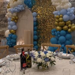 Happy Birthday Balloon Backdrop With Sticker Name And Candles