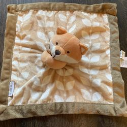 Carter's Orange Brown Fox Lovey Security Blanket Toy Leaves Print 13.5 Inch