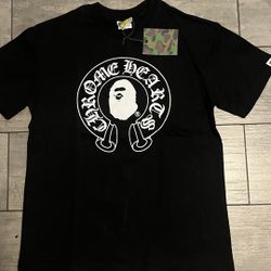 Black Chrome Heart Bape Shirt 