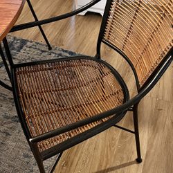 Iron and Rattan Dining Chairs 