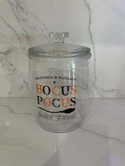 Hocus Pocus Halloween Glass Candy Jar with Lid