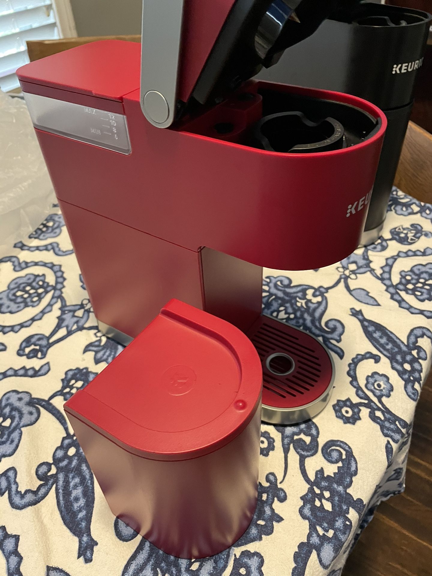 Red Keurig Single Cup Brewer - with storage container