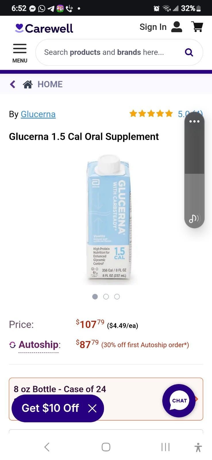 Protein DRINK GLUCEMA 1.5 Oral Supplement
