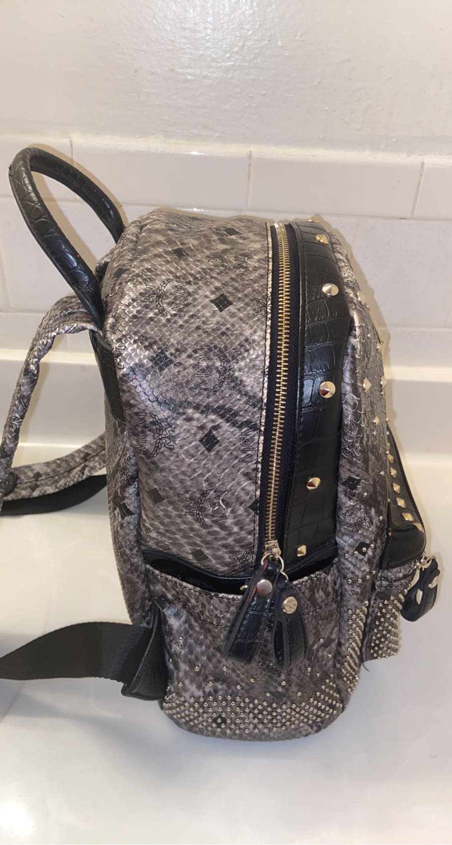 MCM Python Studed Backpack