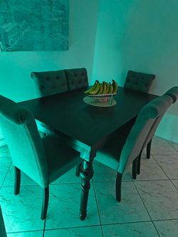 table and six chairs