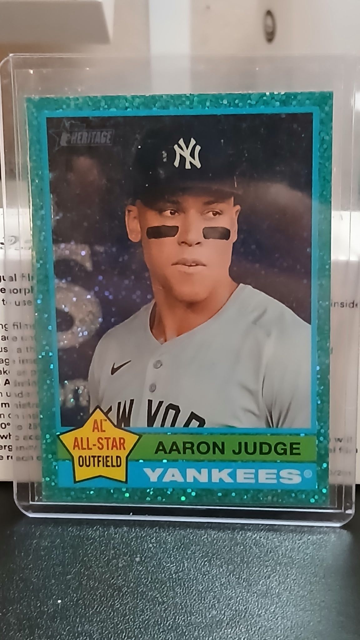 2025 Topps Heritage Aaron Judge Aqua Sparkle Card