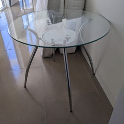 Glass Top Metal Base Table