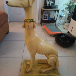 10.5ʺW × 18ʺD × 33ʺH Vintage Italian Pale Yellow Palm Beach Regency Whippet Greyhound Dog Statue on Pillow
