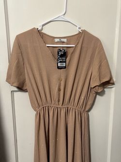 Beige Brown stretch diamond all over dress new with tags size L/XL
