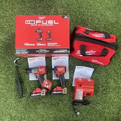 Milwaukee Combo Kit 1/2” Hammer Drill And 1/4” Impact + 2 Batteries High Output CP3.0 And Contractor Bag Everything New 4°gen Model 