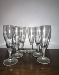 Set of 6 Clear Glass Champagne Flutes / Dessert Glasses / Arts And Crafts