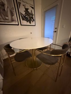 Gold and White Dining Table