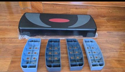 31" Adjustable Height Aerobic Stepper with Risers, Workout Exercise Step Platform Trainer