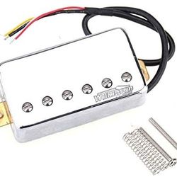 Wilkinson Vintage Tone Alnico 5 PAF Style Humbucker Neck Pickup for Les Paul Style Electric Guitar, Chrome