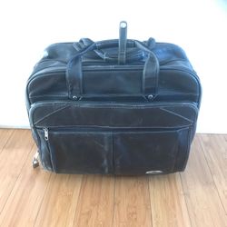 Authentic Samsonite Documents Leather Carrier with Rollers