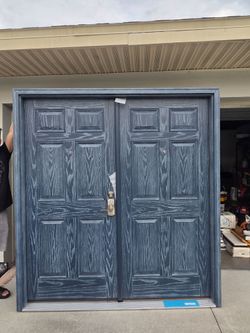 Brand New 72W x 80H Double Entry Doors with Frame and Handles.