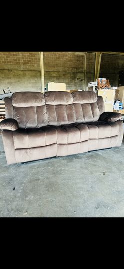New Brown Dual Reclining Sofa 