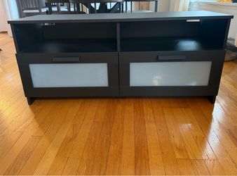 Black TV Stand with Drawers and Open Shelves