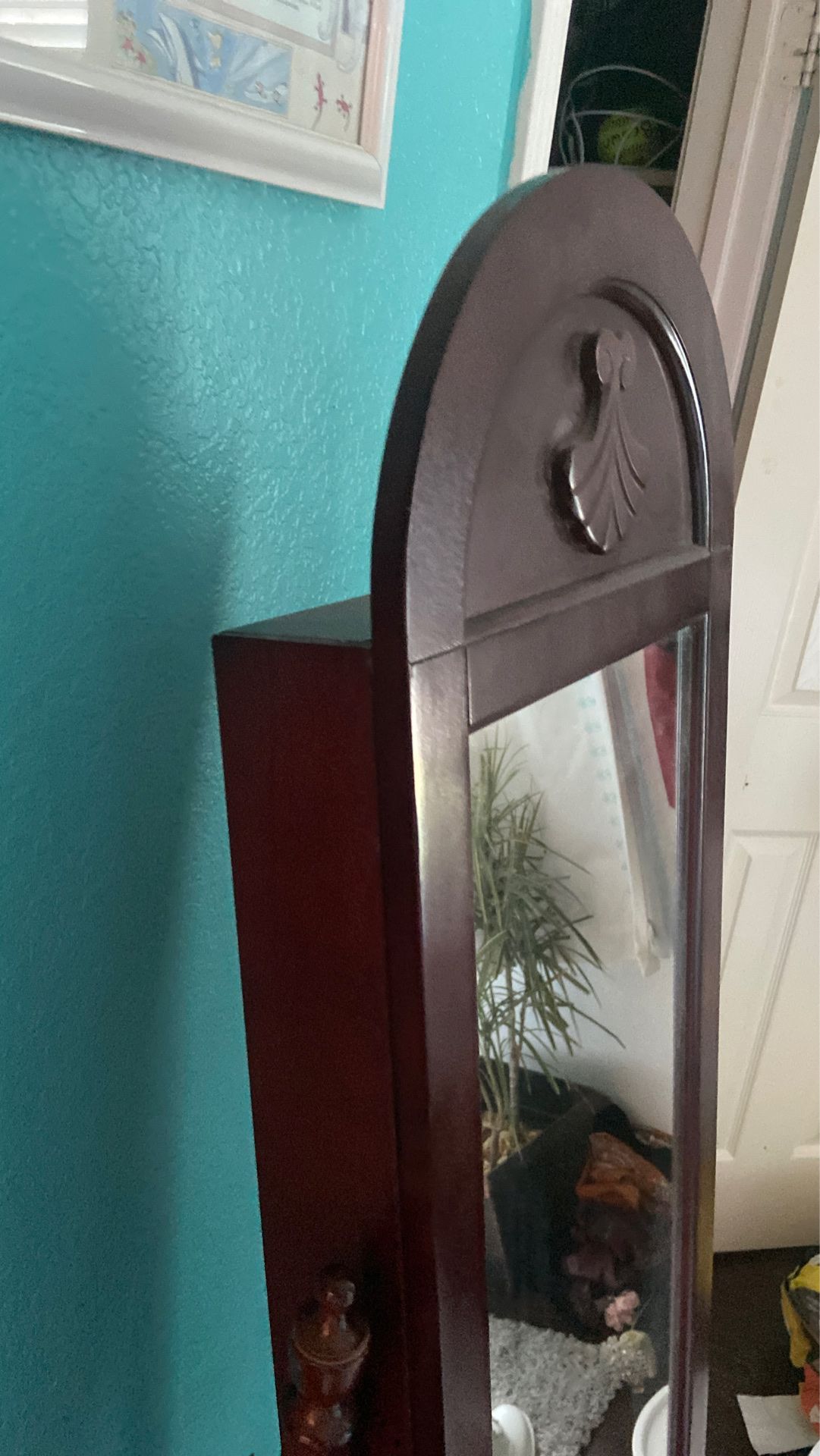 Full length mirror and Jewelry box combo cherrywood dark cherry wood