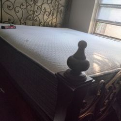 California King Size Beautyrest  With Nice Bed Frame And Head/ Rest Board 