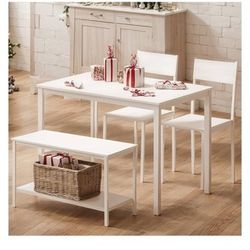 4 Pc Bench Style Dining Table 