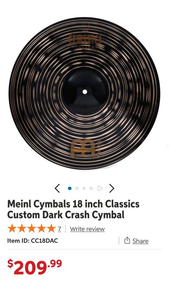 Meinl Cymbals 18 inch Classics Custom Dark Crash Cymbal