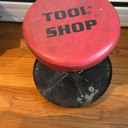 Vintage Mechanic Stool On wheels Swivels