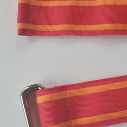 
Lands' End women's multicolored ribbon cloth belt size M D ring Pink Stripe 37"

