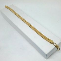 Nice Mens Gold Plated Beveled Herringbone Chain Measures 7" Long NEW With BOX CAN PU TODAY
