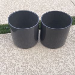 Pair Of Mid Century Charcoal Grey Gainey Flower Pots 