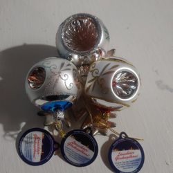 3pc Set Of Vintage German Mercury Glass Reflex Kugels