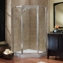 Craft + Main Tides Silver 24" Framed Clear Glass Corner Neo Angle Pivot Shower Door