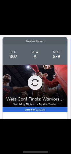 5/18 FRONT ROW Portland Trailblazers & Golden State Warriors Seats