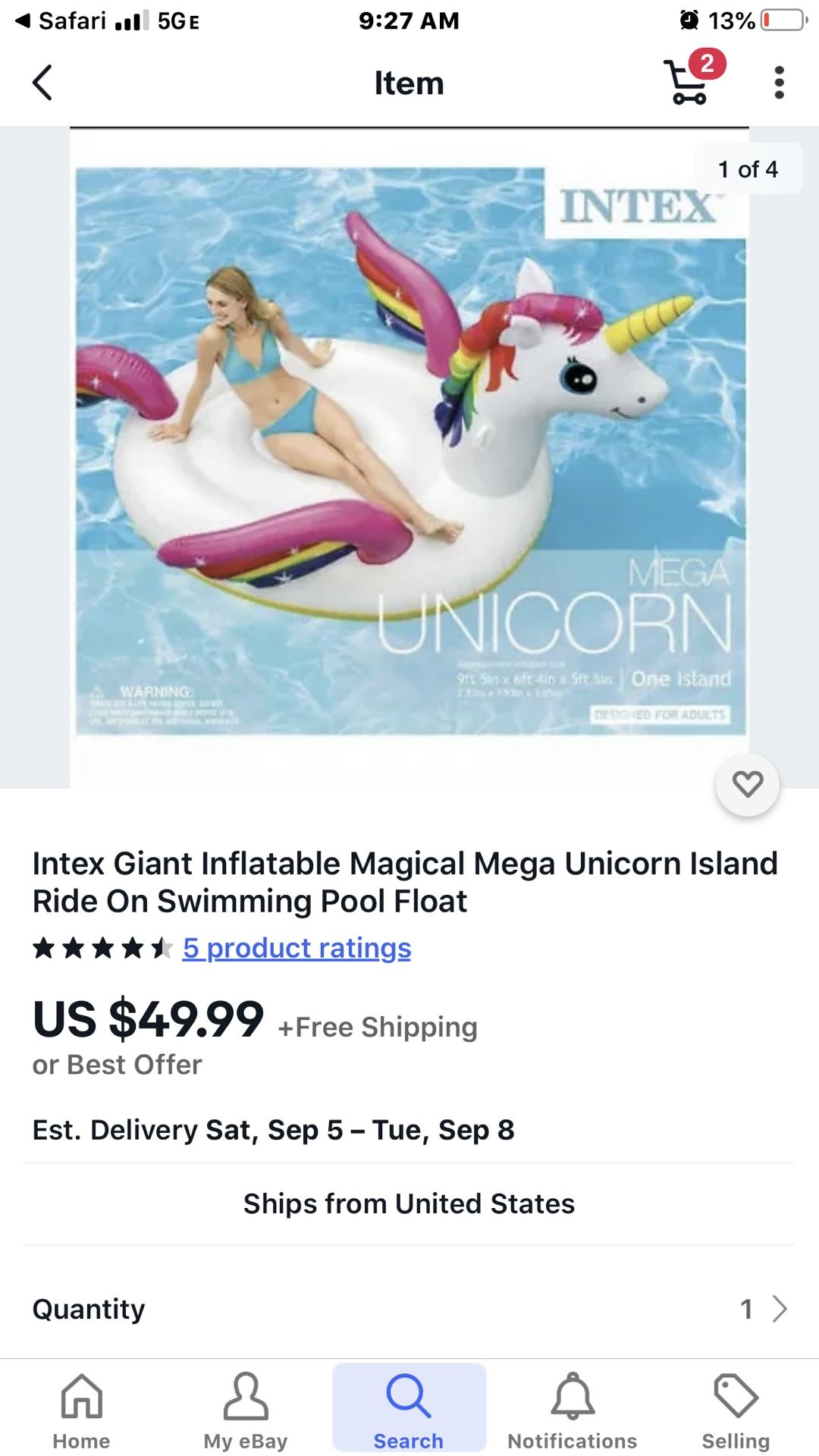 New in box 8x5 ft Mega Unicorn Ride on Float