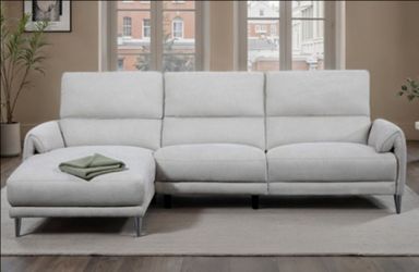 Brand New Light Grey Super Plush Chenille Power Reclining Sectional Sofa