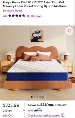 Alwyn Home Cool 8" /10"/12" Extra Firm Gel Memory Foam Pocket Spring Hybrid Mattress