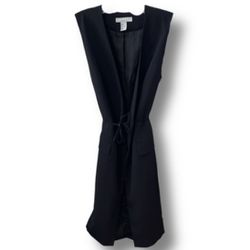 Black Long Wrap Vest OR Dress with Mid Tie on Waist
