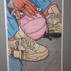 Nike Shoes Air Jordan Sneakers Girls Pink Basketball Canvas Poster Wall Decor