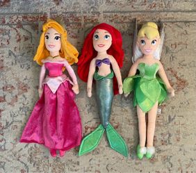 Disney Store Tinker bell Princess,  Princess Aurora and Mermaid Ariel - Large 21"