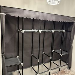 LOKEME Portable Wardrobe Closet – 82” x 69” x 17.7”, Grey with Cover