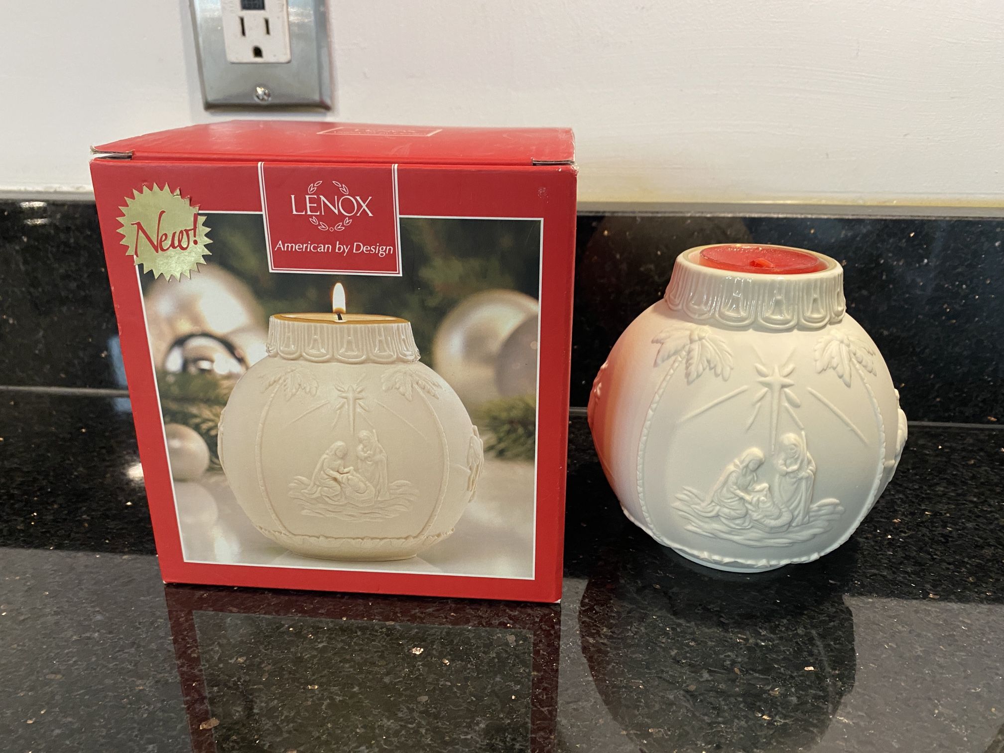 Vintage Lenox Ornamental Glow Nativity Votive 4” with Red Tea Light NEW