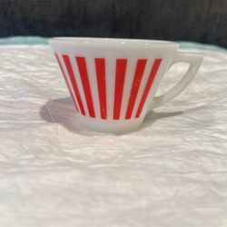 Hazel Atlas Red White Candy Stripe Milk Glass
