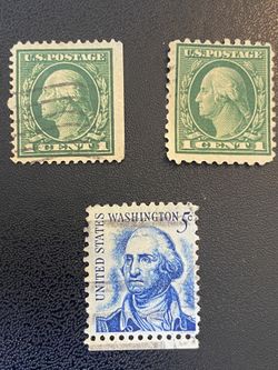 RARE George Washington 1cent and green line stamps
