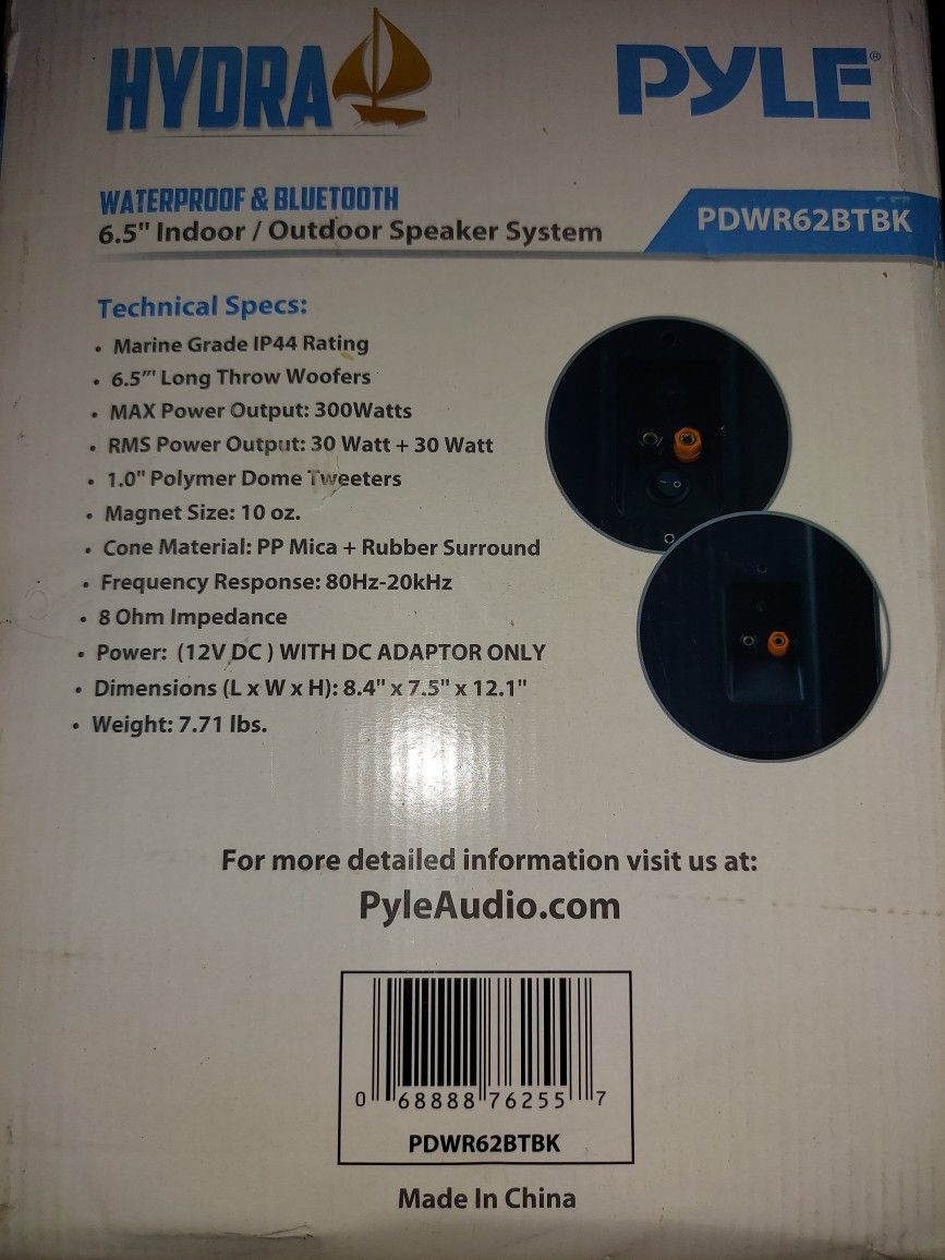 Pyle Pair of Wall Mount Waterproof & Bluetooth 6.5'' Indoor/Outdoor