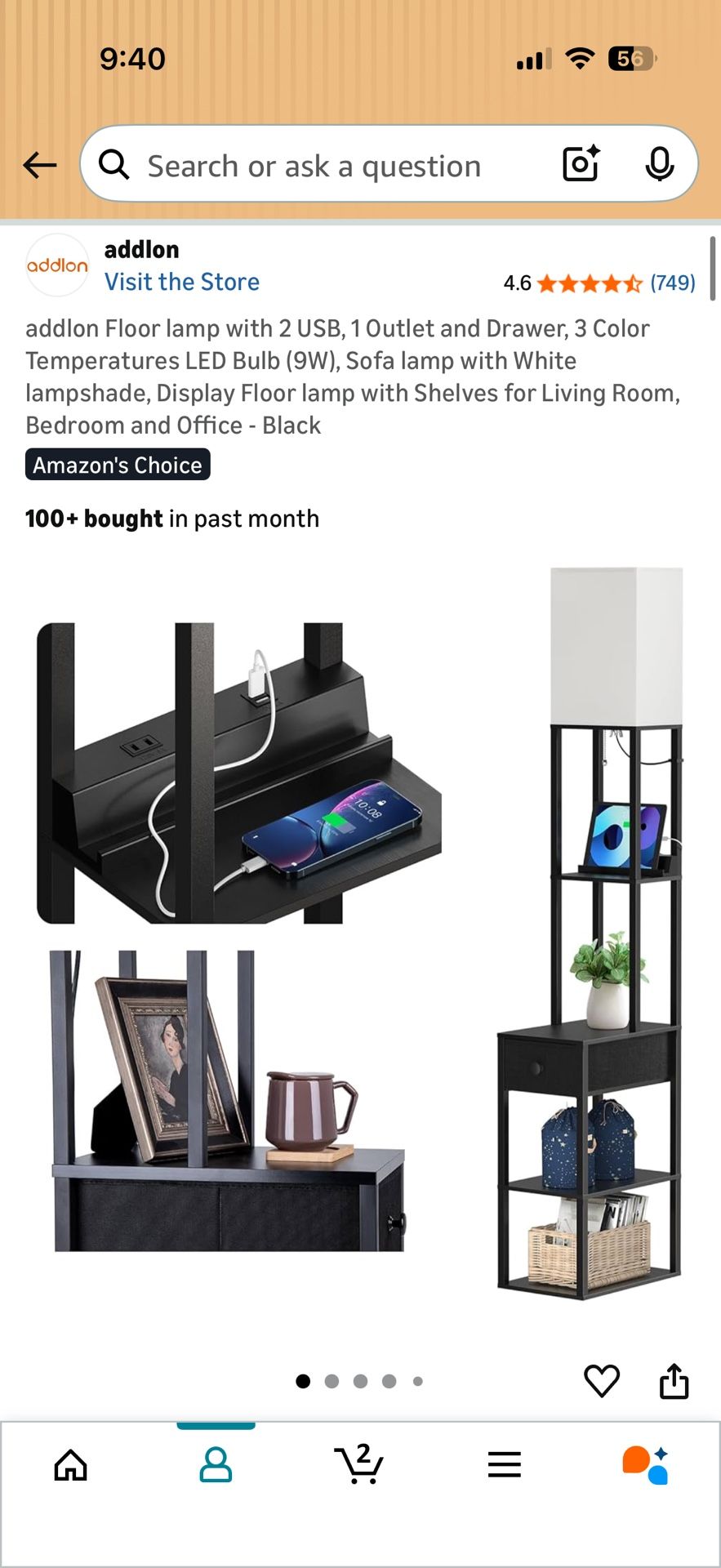 Floor Lamp Drawer With Govee Bulb