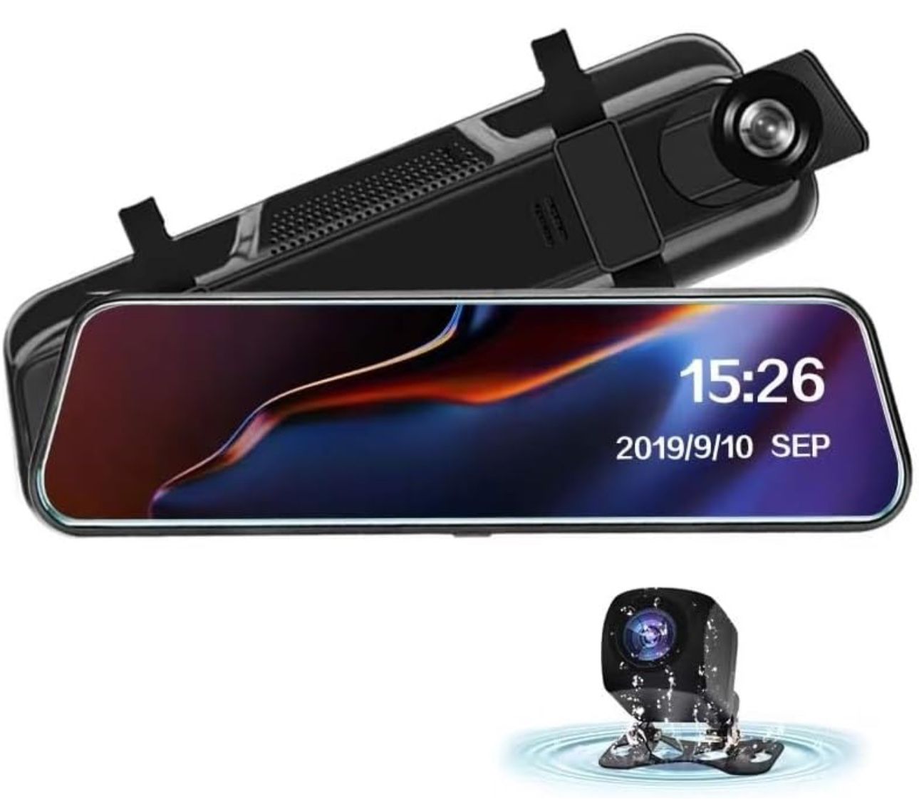 K5 Smart Full Touch Screen Mirror Dash Cam Front and Rear, Backup Camera with 1080P Rear Camera, Dash Cam with WDR Camera, Night Vision