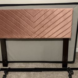 Pink Headboard, Full Box Spring, & Bed Frame