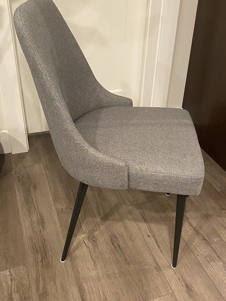 Mid century Modern Accent Chair With The Textured Dark GrayFabric And  Black Metal Legs
