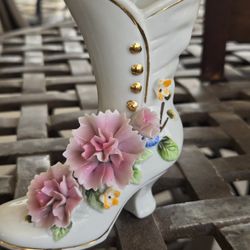 Vintage  Porcelain  Boot Vase
