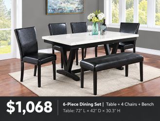 6-Piece White and Black Dining Table